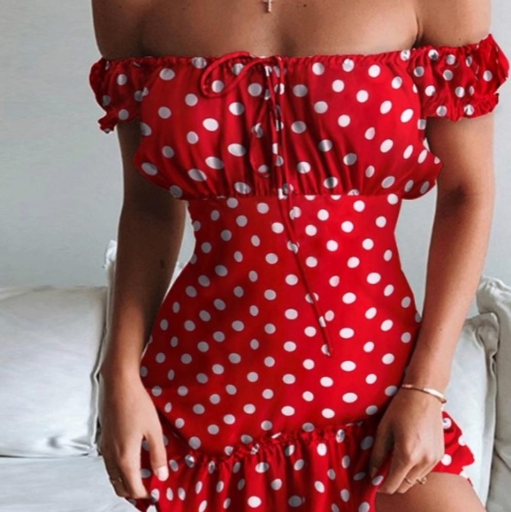 Chic Mini Red Polka Dot Dress